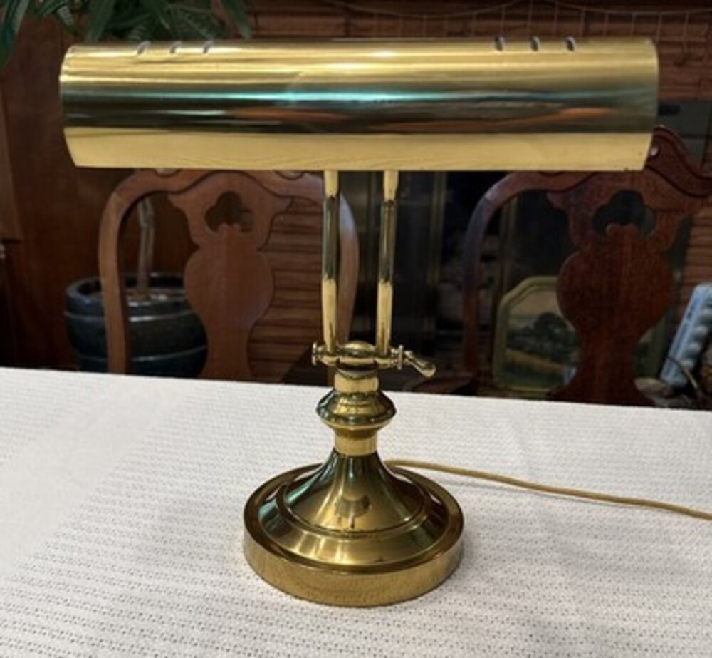 Vintage Brass Piano Bankers Desk Lamp Dual Arm, Articulating